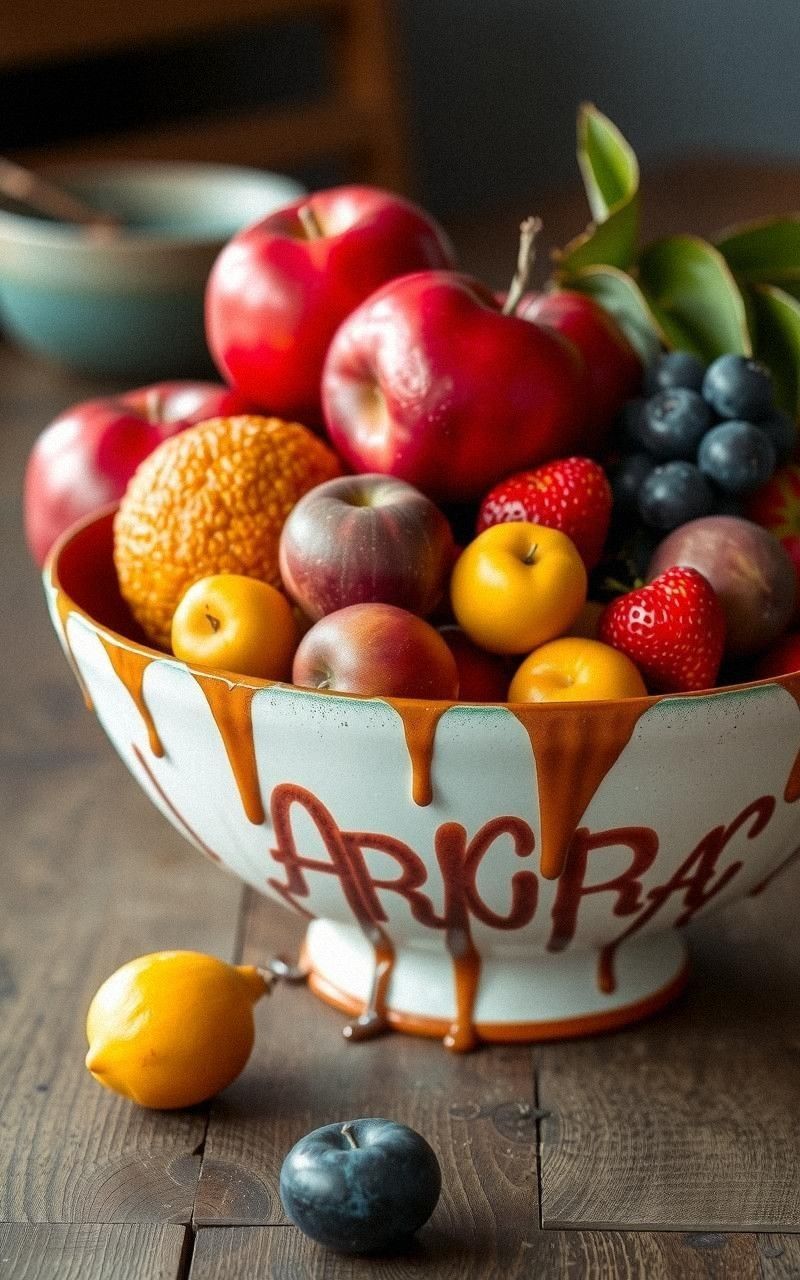Ceramic Fruit Bowls With Bold Glaze Effects