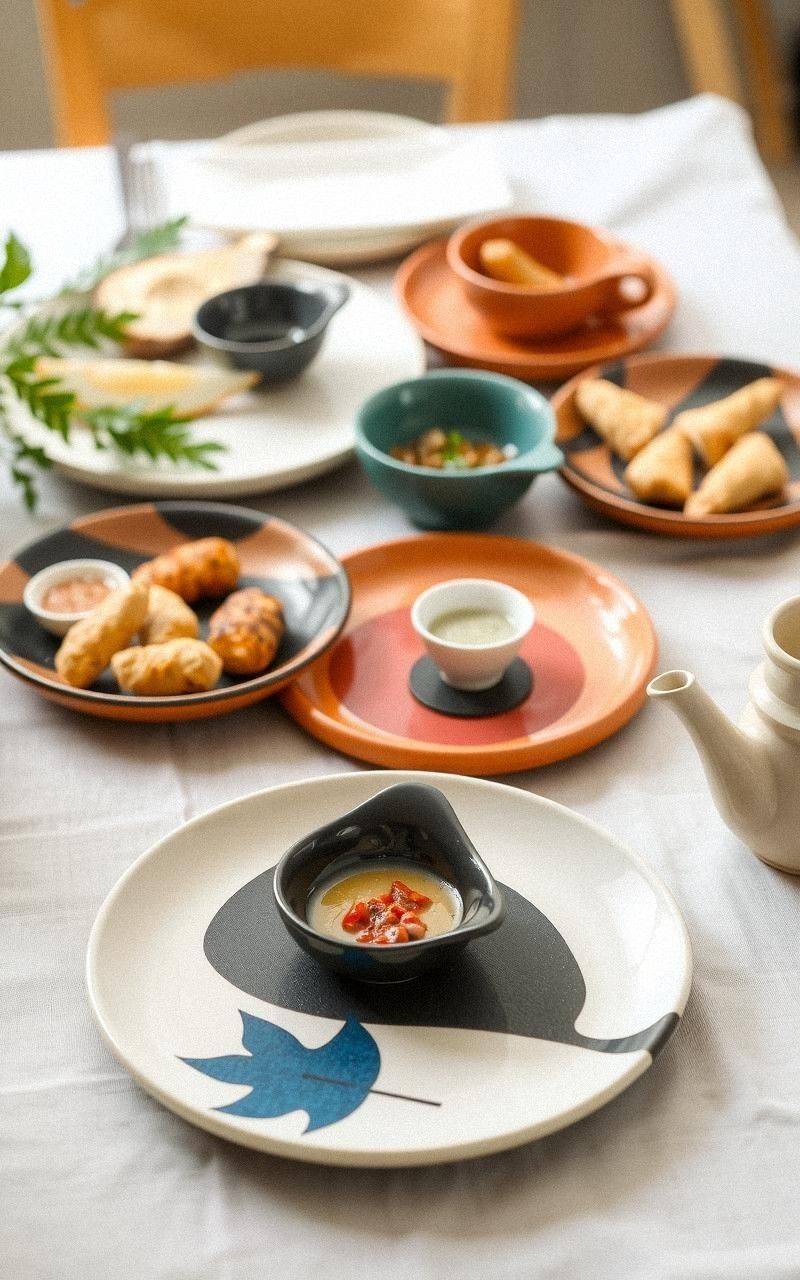 Ceramic Serving Platters With Abstract Motifs