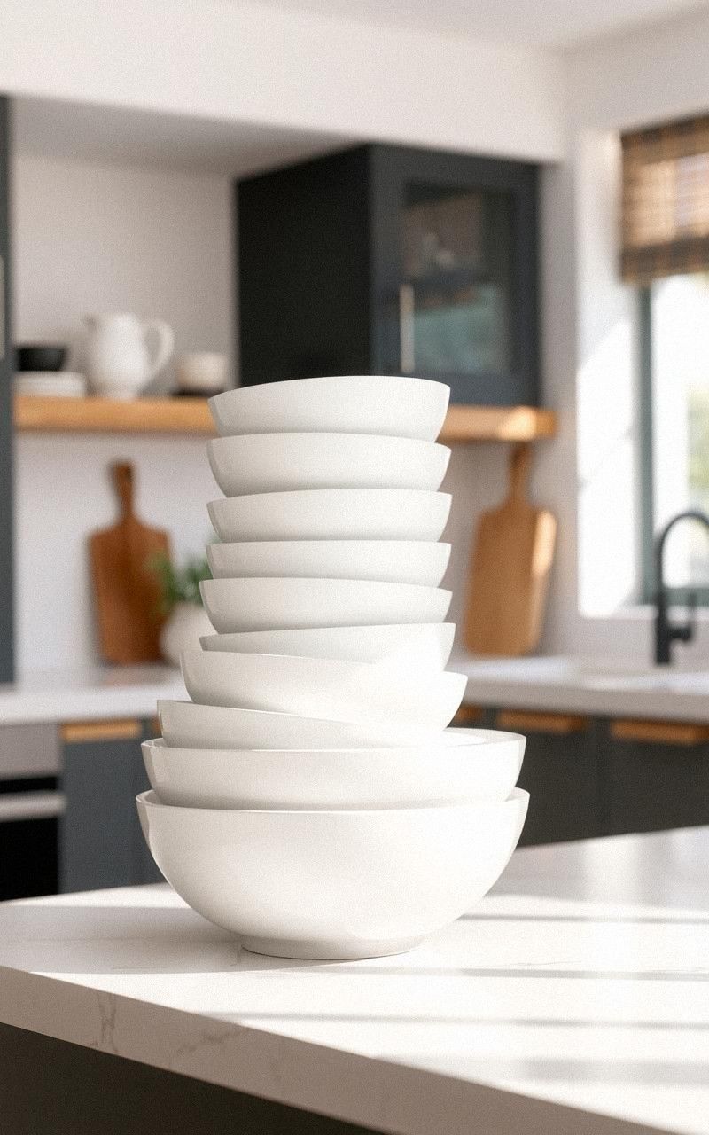 Minimalist White Ceramic Bowls With Smooth Finish