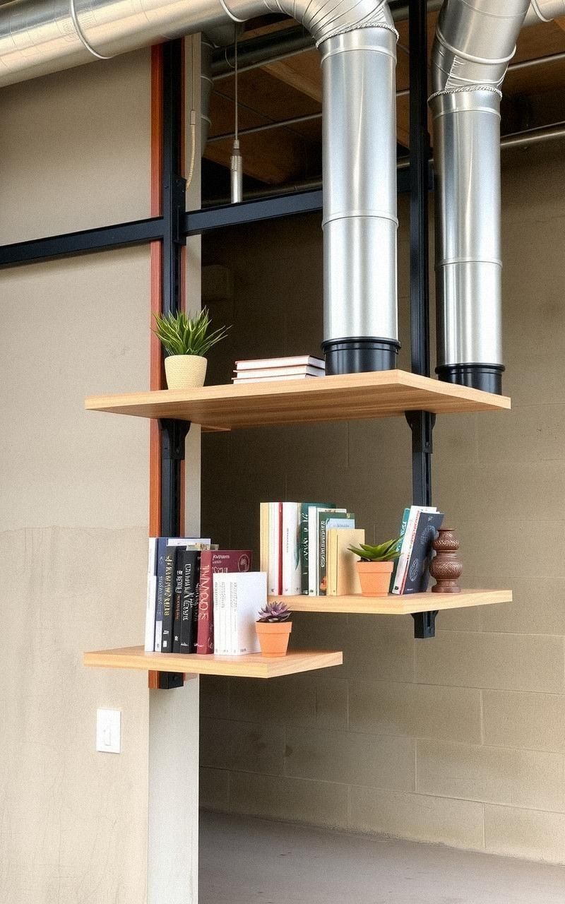 Exposed Ductwork Shelves For Unexpected Storage