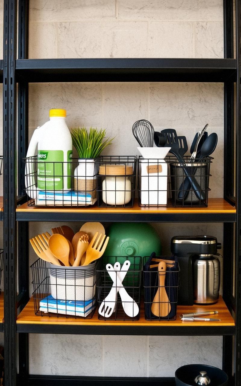 Metal Wire Baskets To Keep Clutter Contained