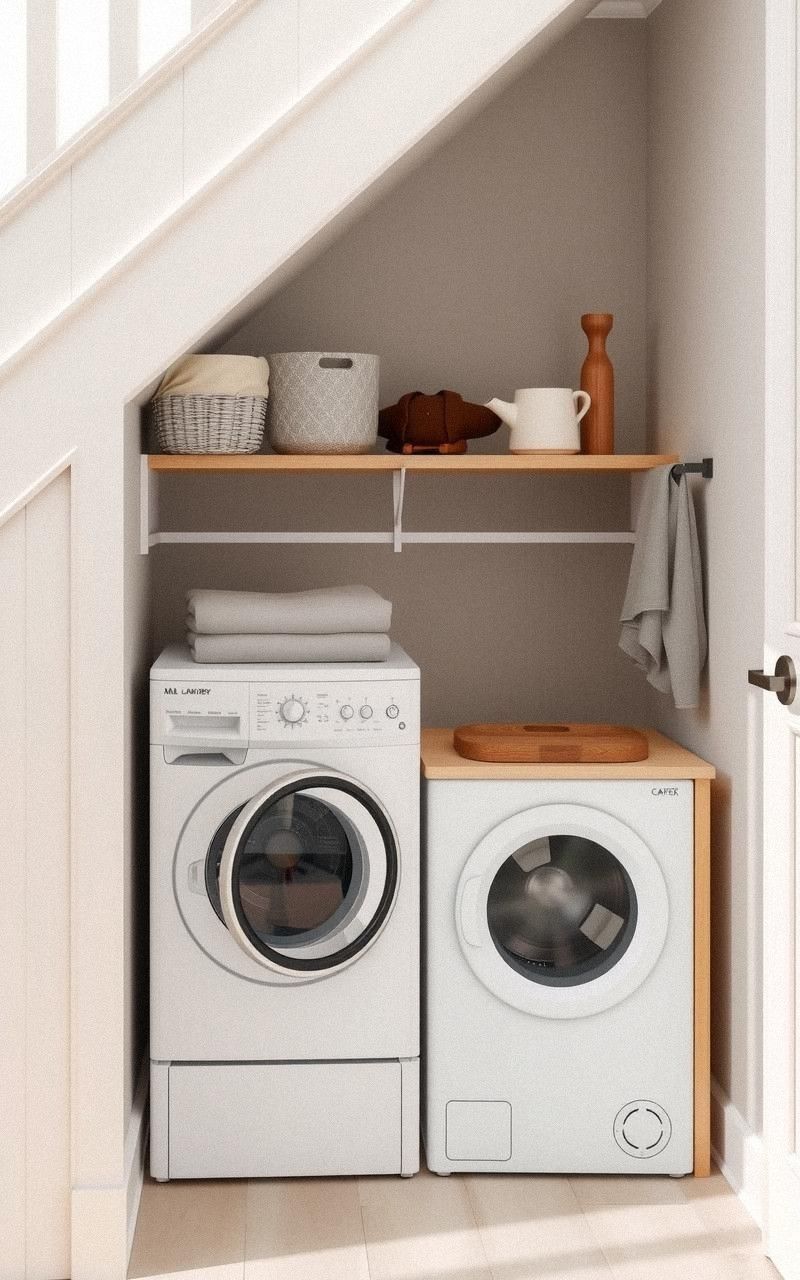 Built-In Laundry Station with Foldable Counter