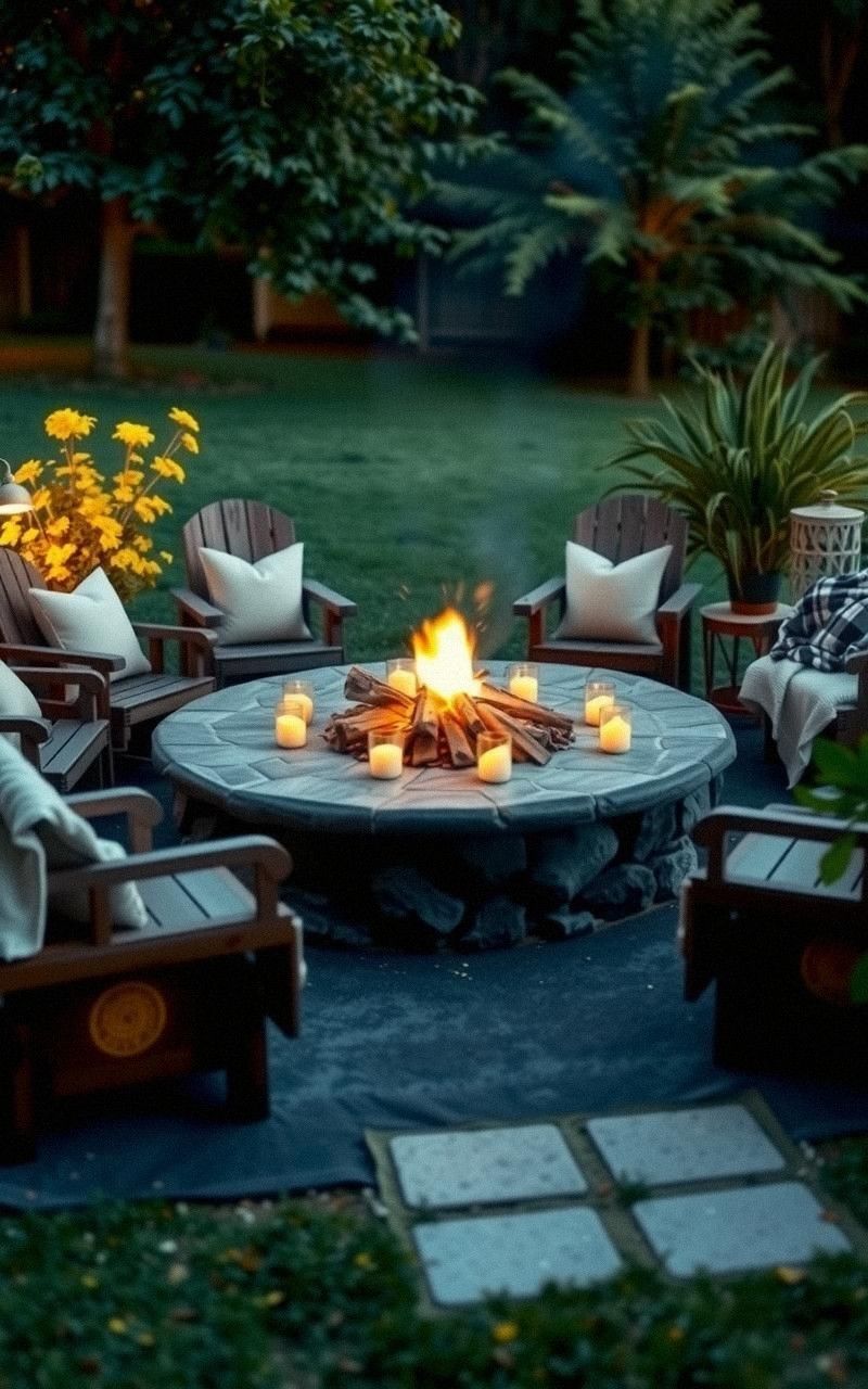 Classic Circular Seating Around a Stone Fire Pit