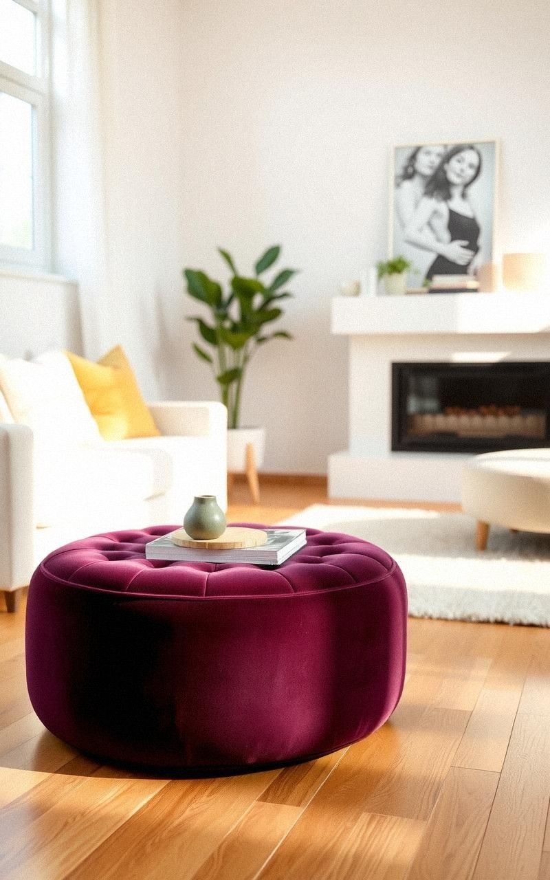 Chic Velvet Ottoman For Extra Seating