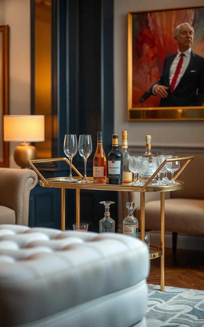 Chic Bar Carts with Mirrored and Metallic Accents
