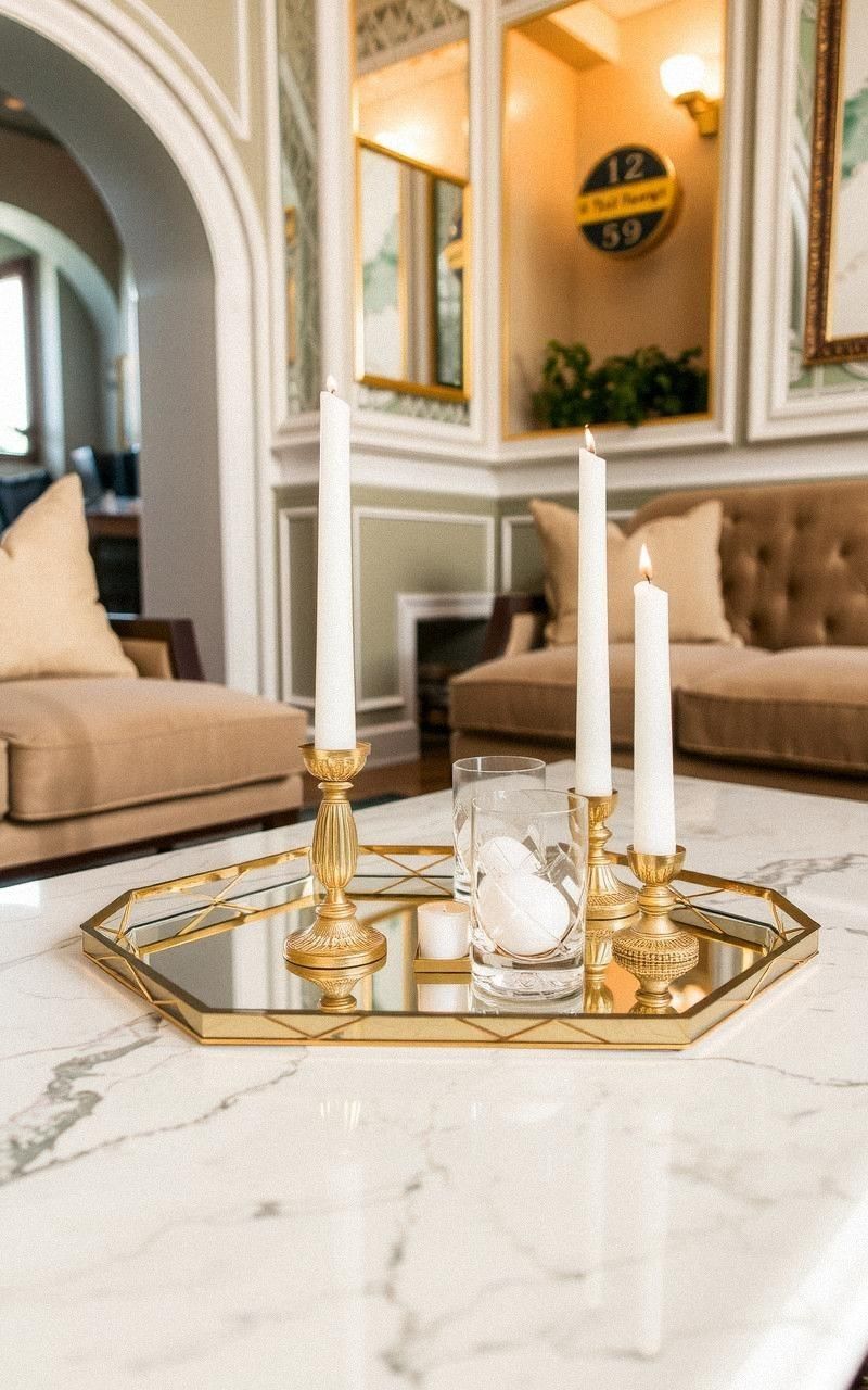 Decorative Trays with Mirrored and Metallic Details