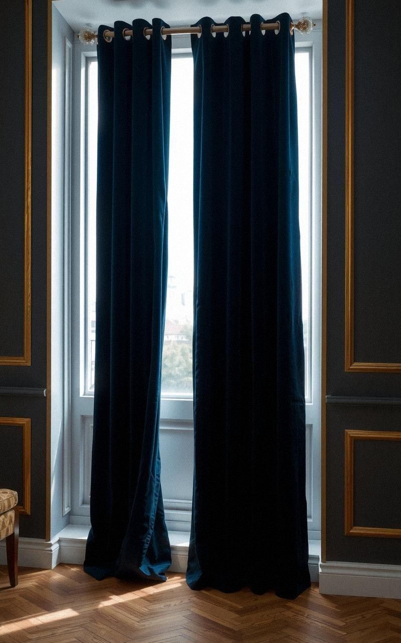 Luxurious Drapes in Heavy Fabrics with Metallic Thread