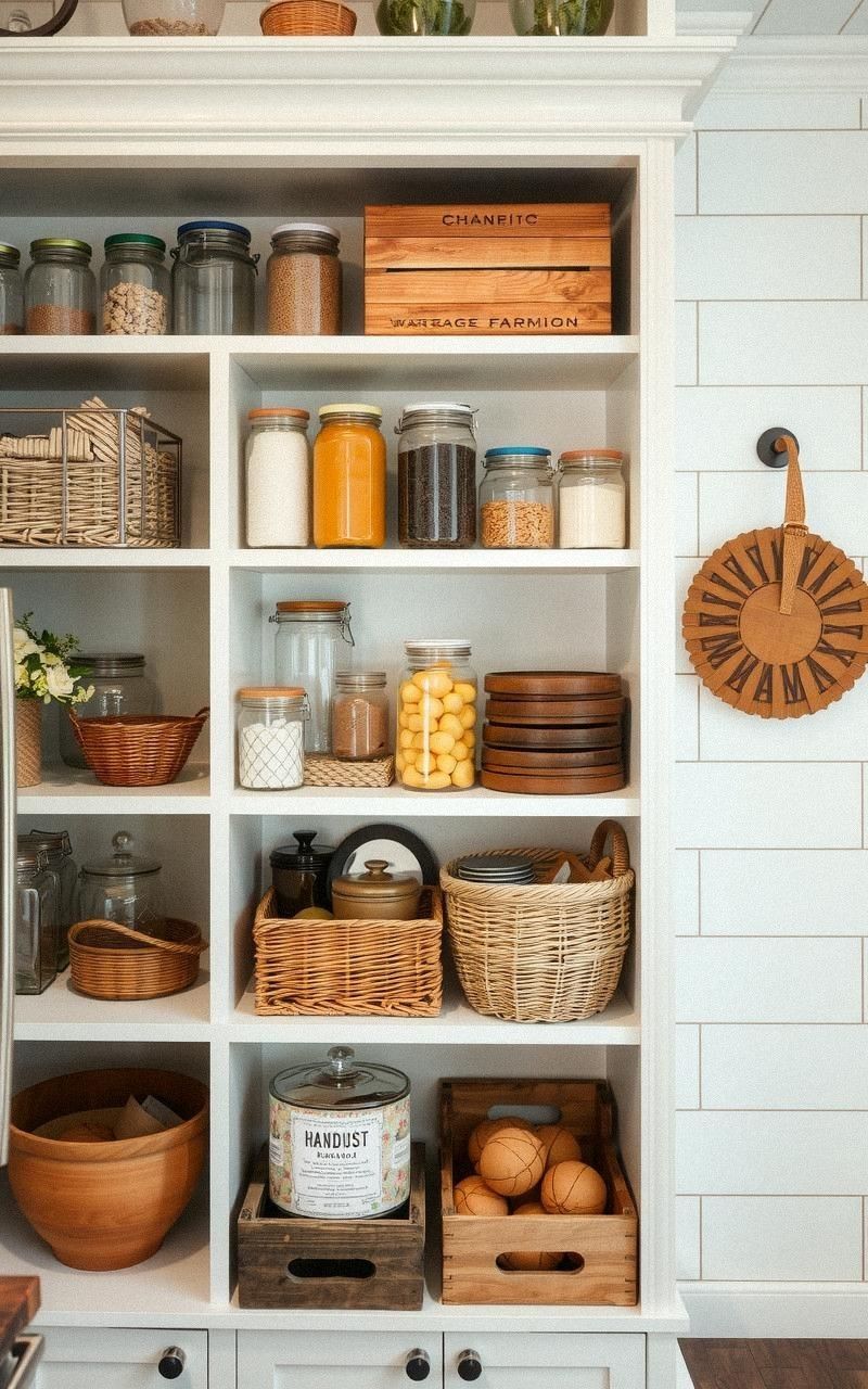 Farmhouse-Style Open Pantry Storage