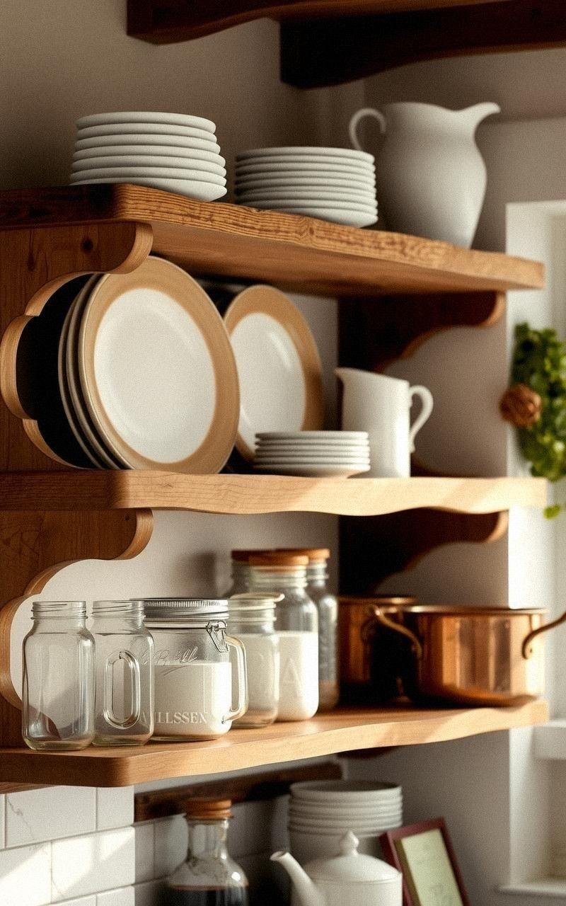 Open Shelving To Showcase Rustic Dishware