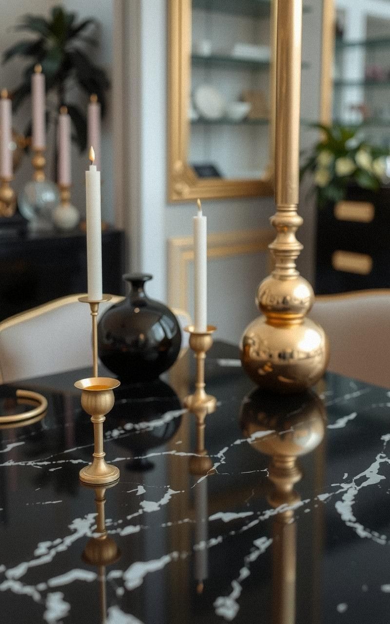 Incorporate Black Marble For Dramatic Glam Contrast