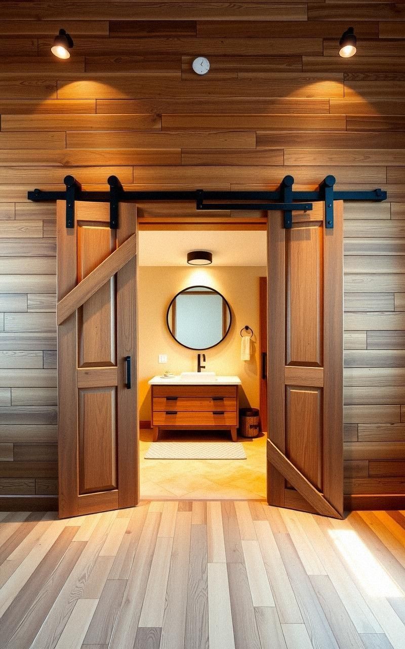 Barn Door Style Bathroom Entrance For Rustic Charm