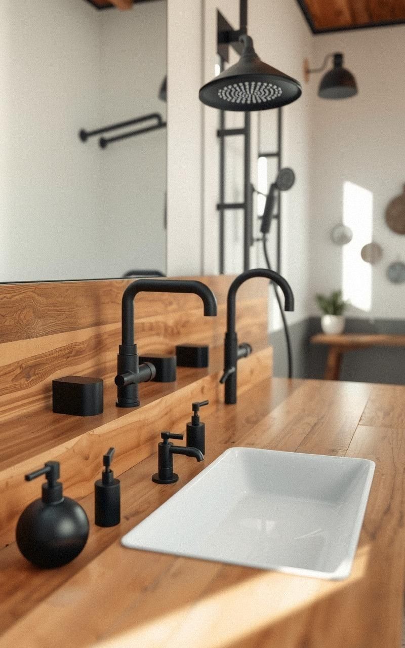 Matte Black Fixtures For Modern Rustic Contrast