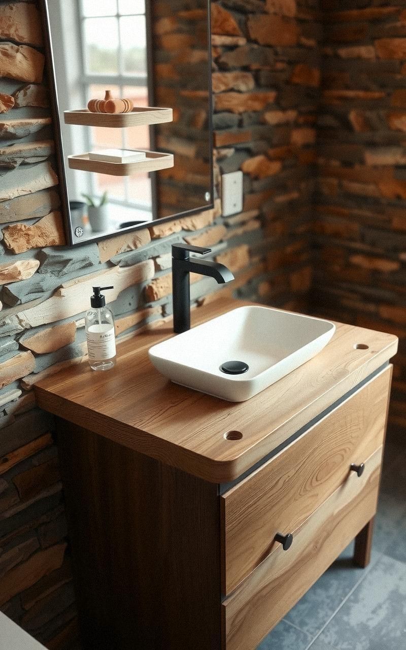 Reclaimed Wood Vanity For Warmth And Texture