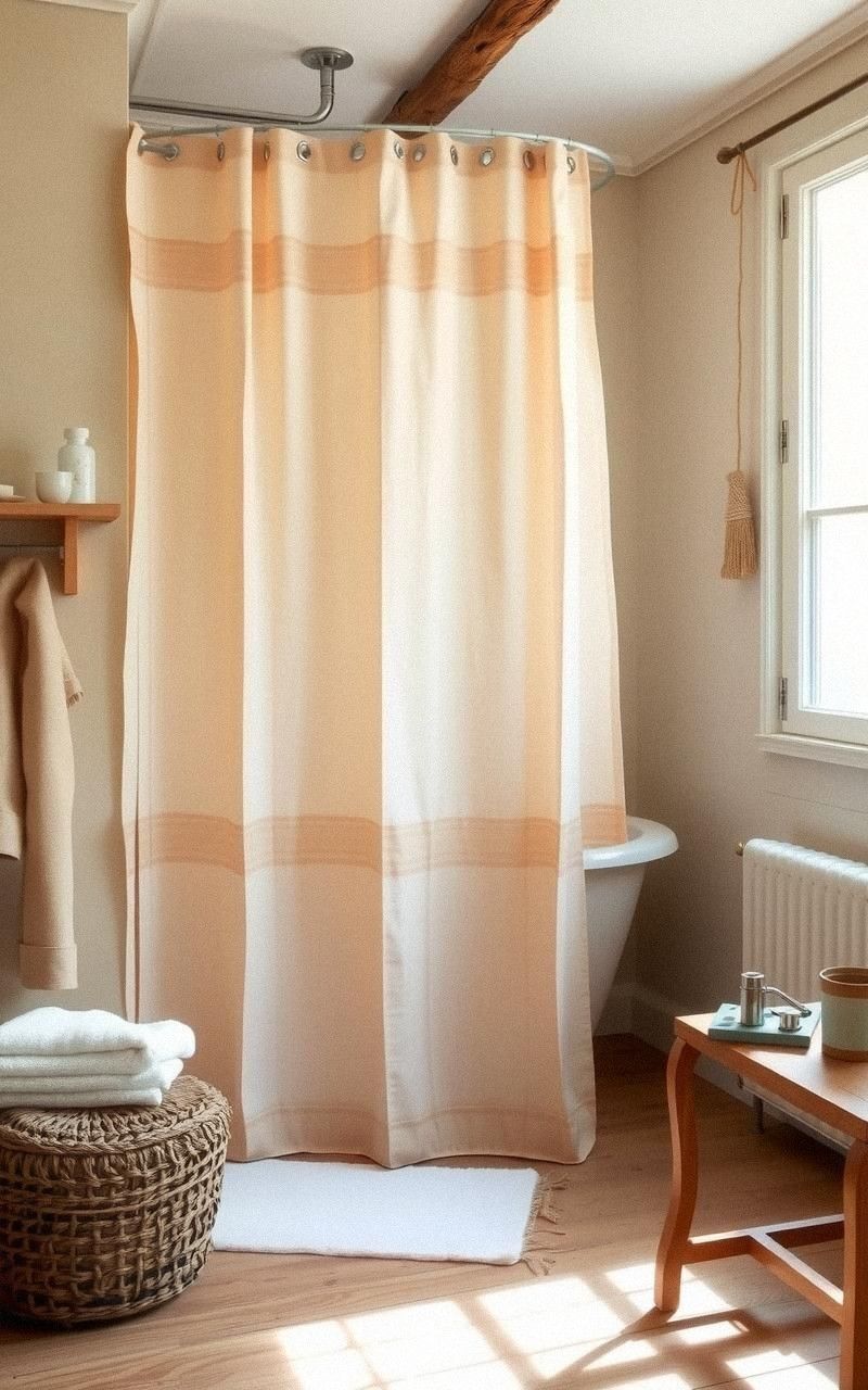 Textured Linen Shower Curtains For Softness