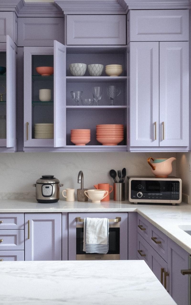 Light Lilac and White Kitchen Elegance