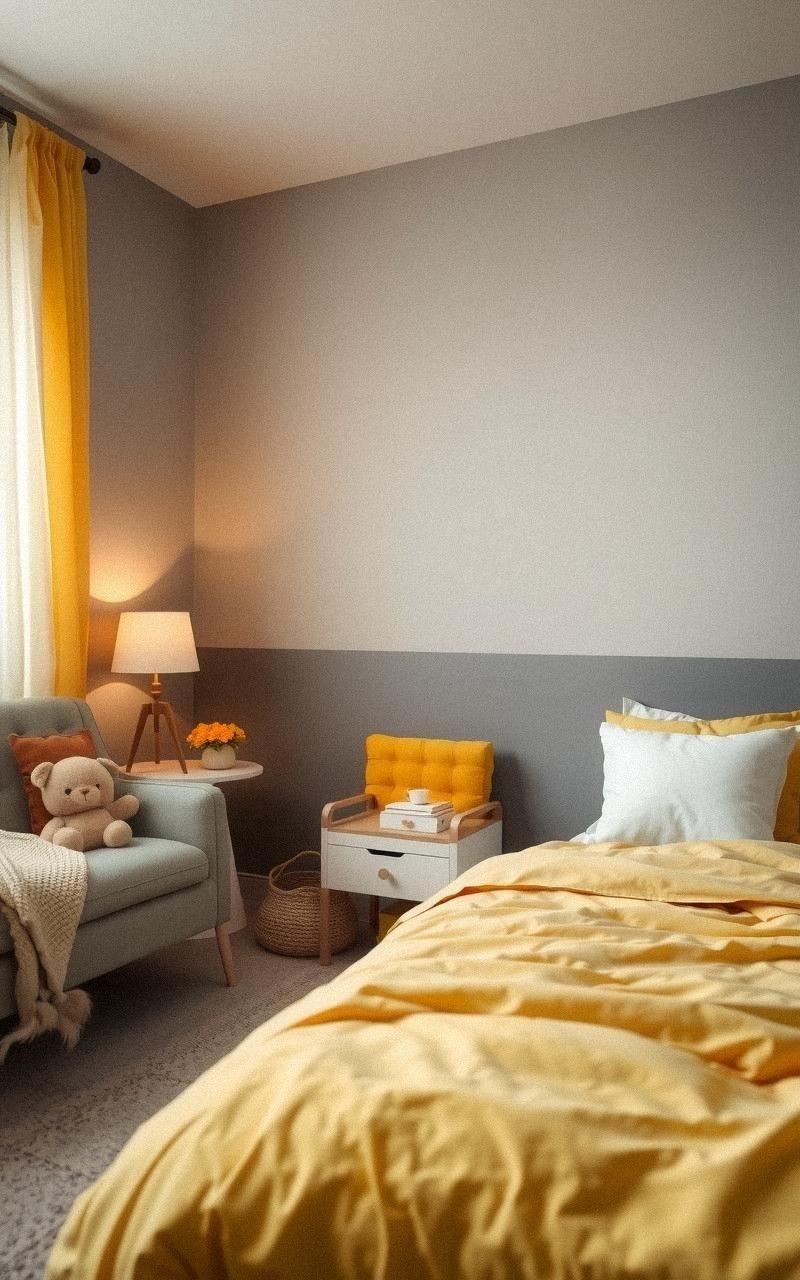 Light Yellow and Gray Bedroom Balance