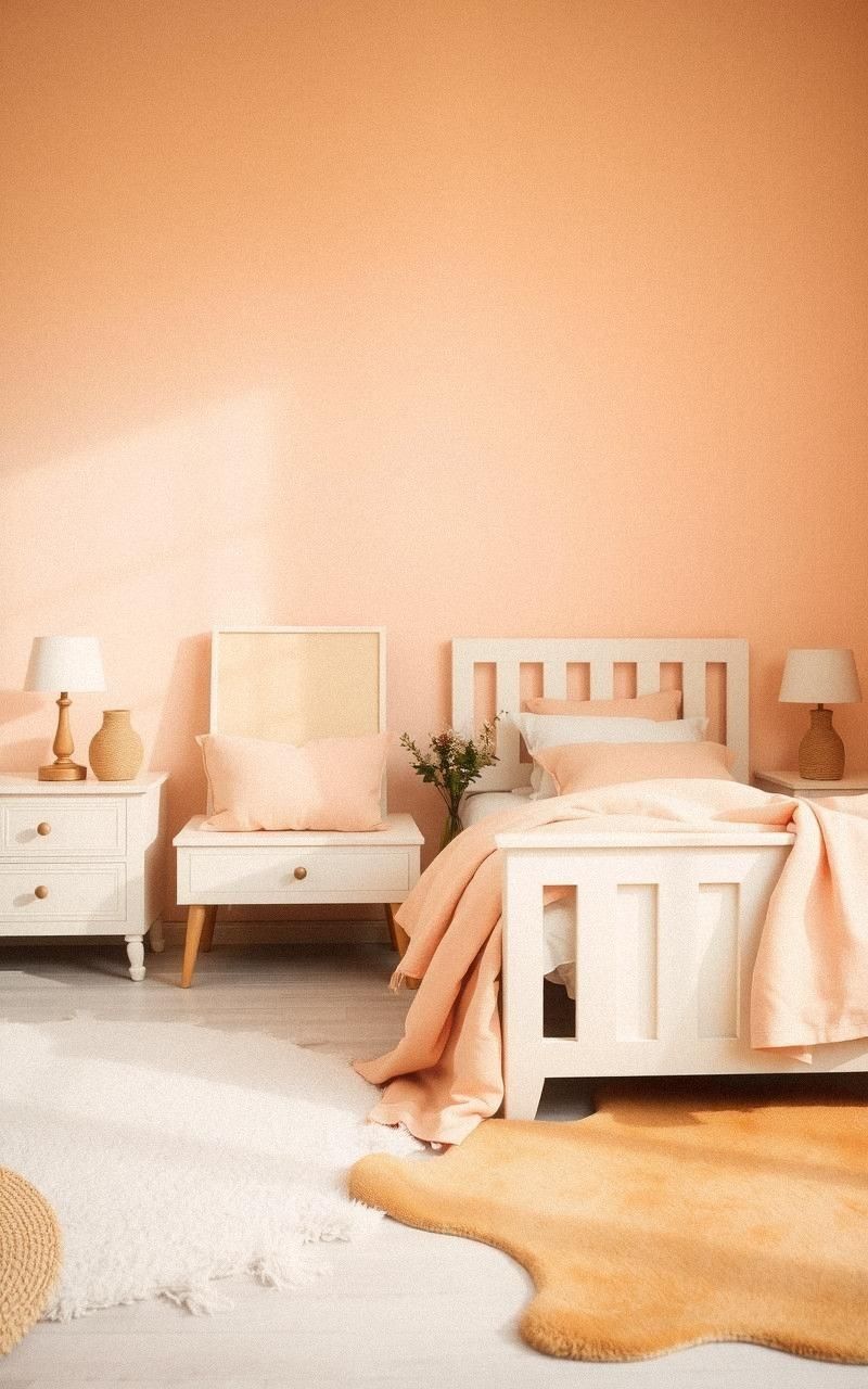 Pale Peach and White Bedroom Tranquility