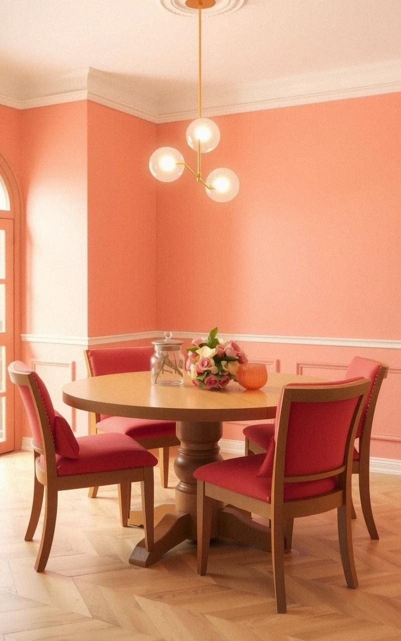 Peach and Coral Dining Area Warmth