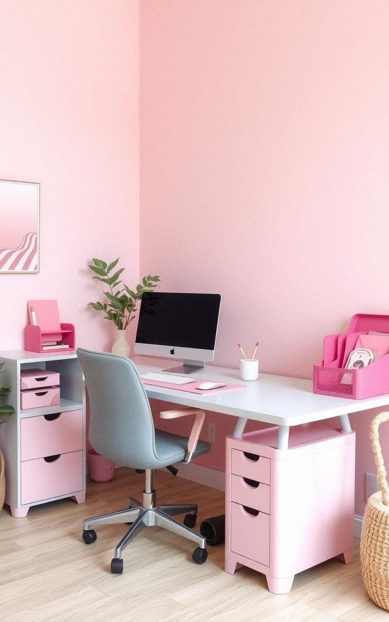 Powder Pink and Gray Office Calm