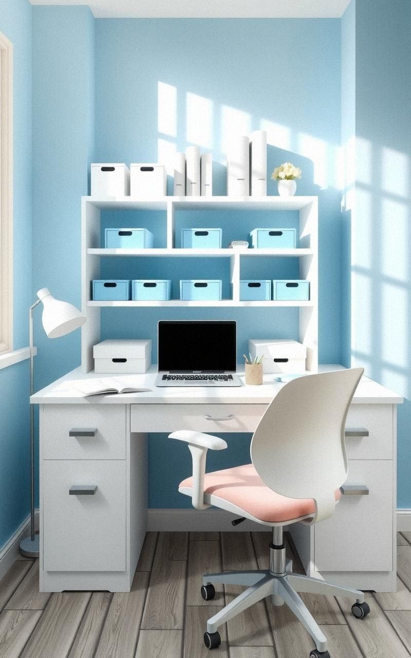 Sky Blue Home Office for Focused Calm