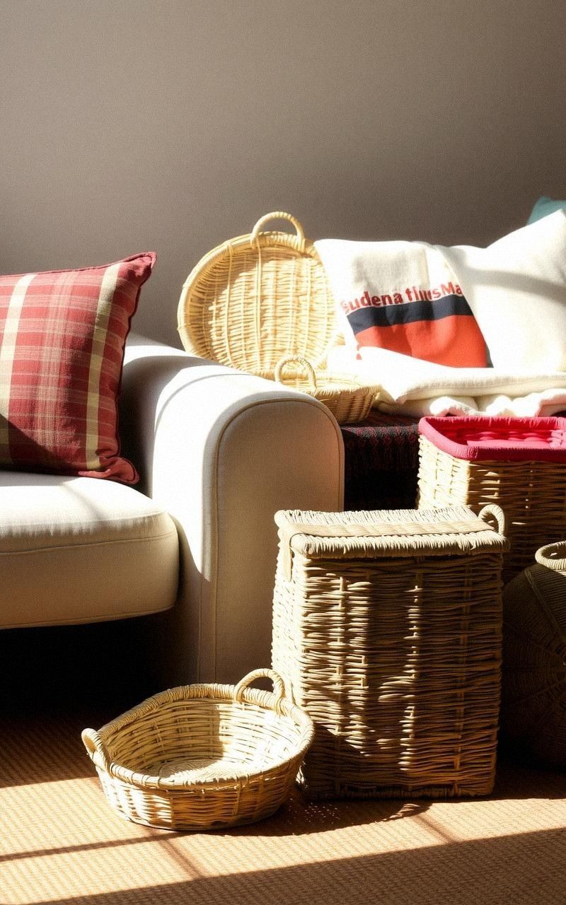 Add Woven Baskets for Natural Texture and Storage