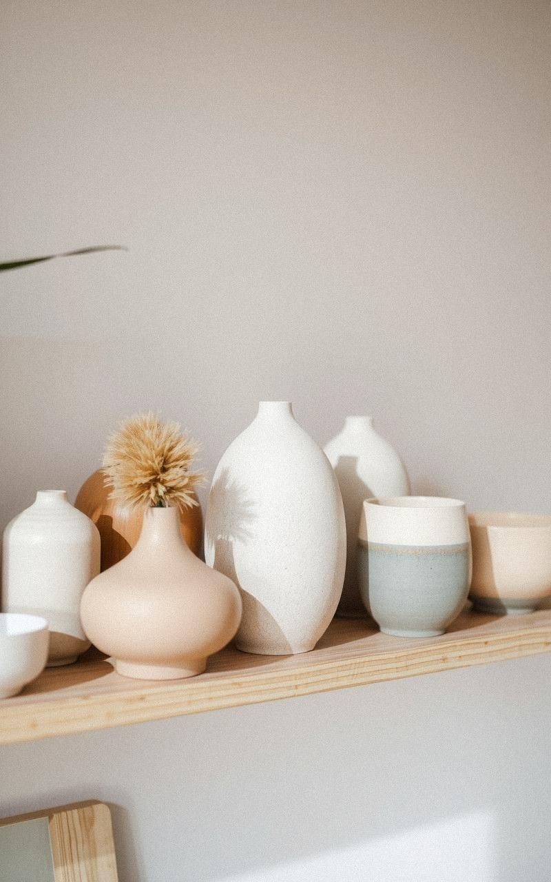 Place Ceramic Vases with Textured Finishes