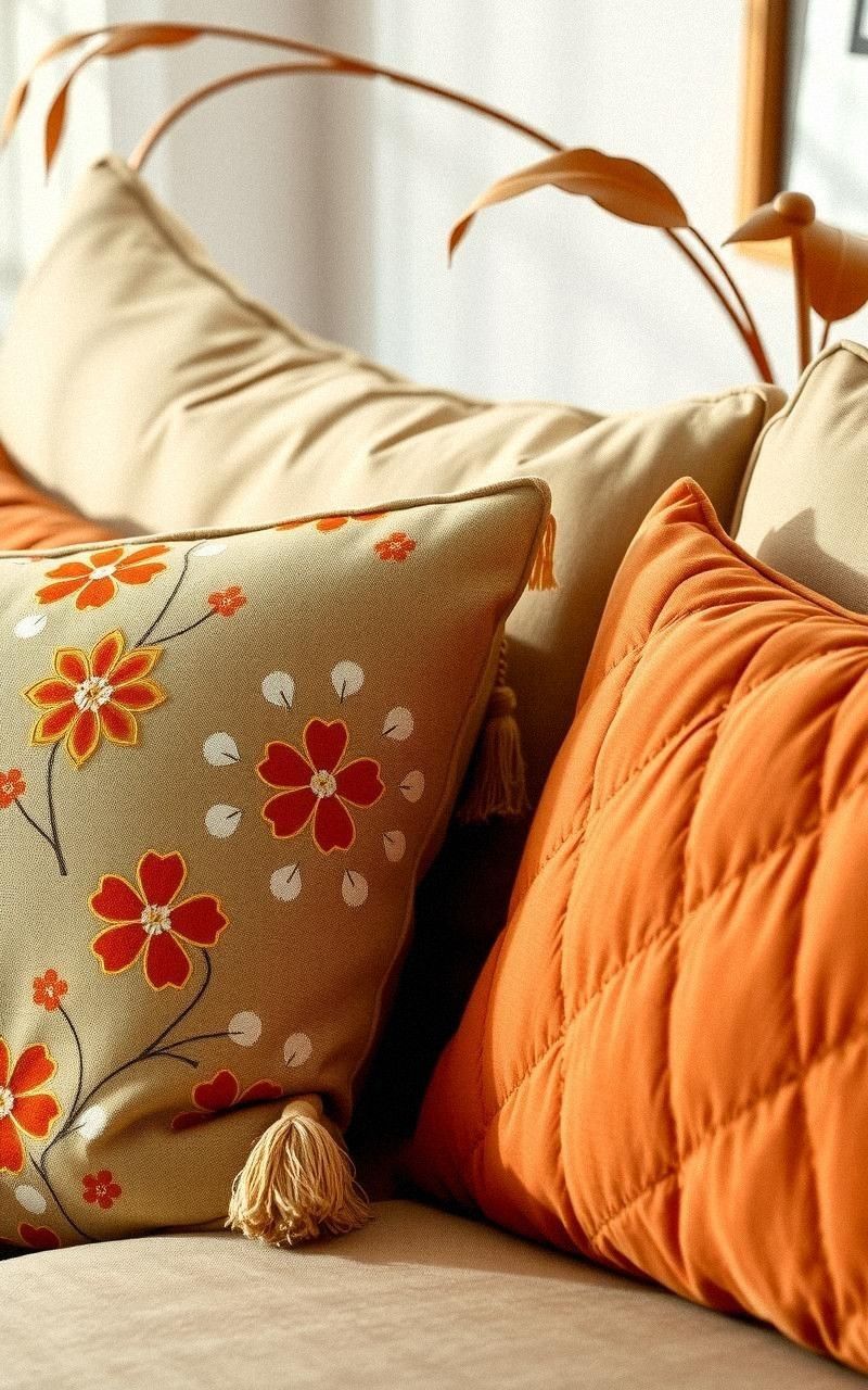 Use Embroidered Cushions for Detailed Texture