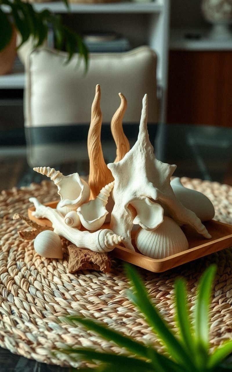 Decorative Seashells And Driftwood Accents
