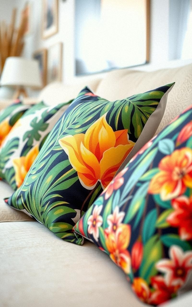 Tropical-Themed Throw Pillows For Sofas