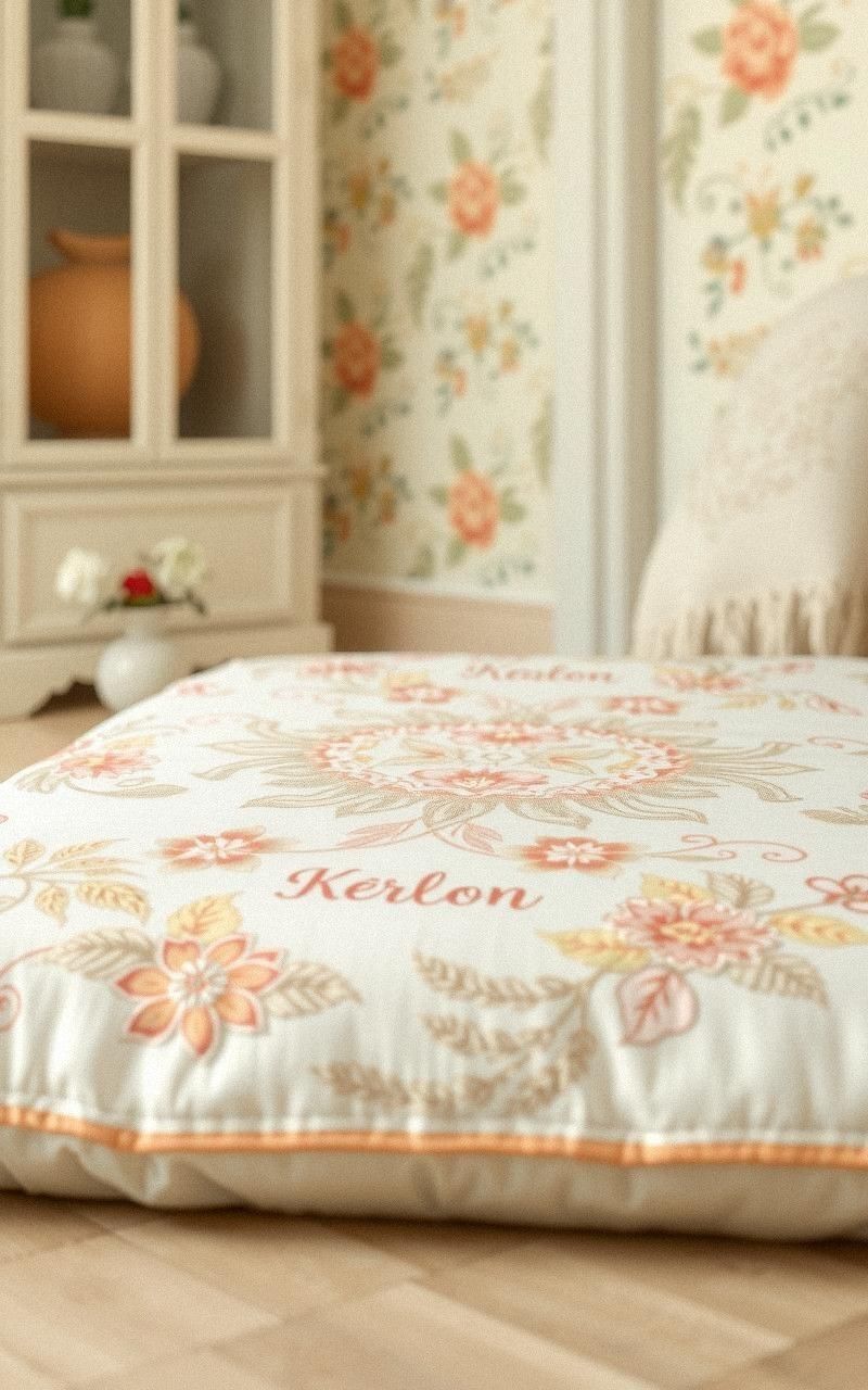 Embroidered Floral Floor Cushion With Delicate Details