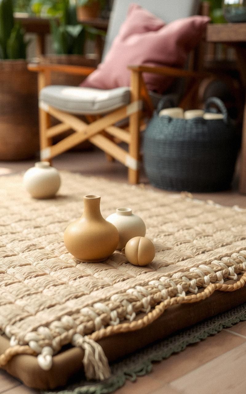 Natural Jute Floor Cushion For Earthy Texture