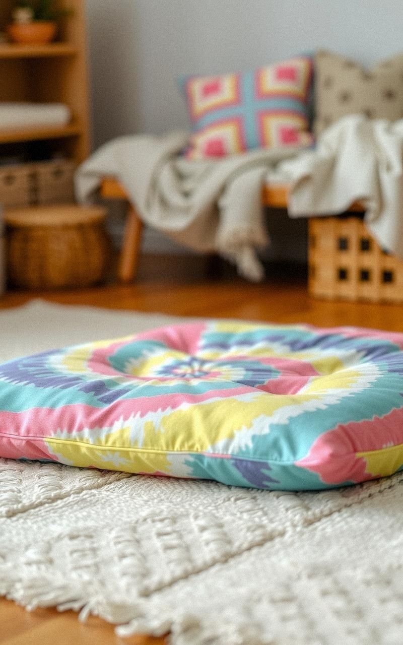 Tie-Dye Floor Cushion For Vibrant Casual Style