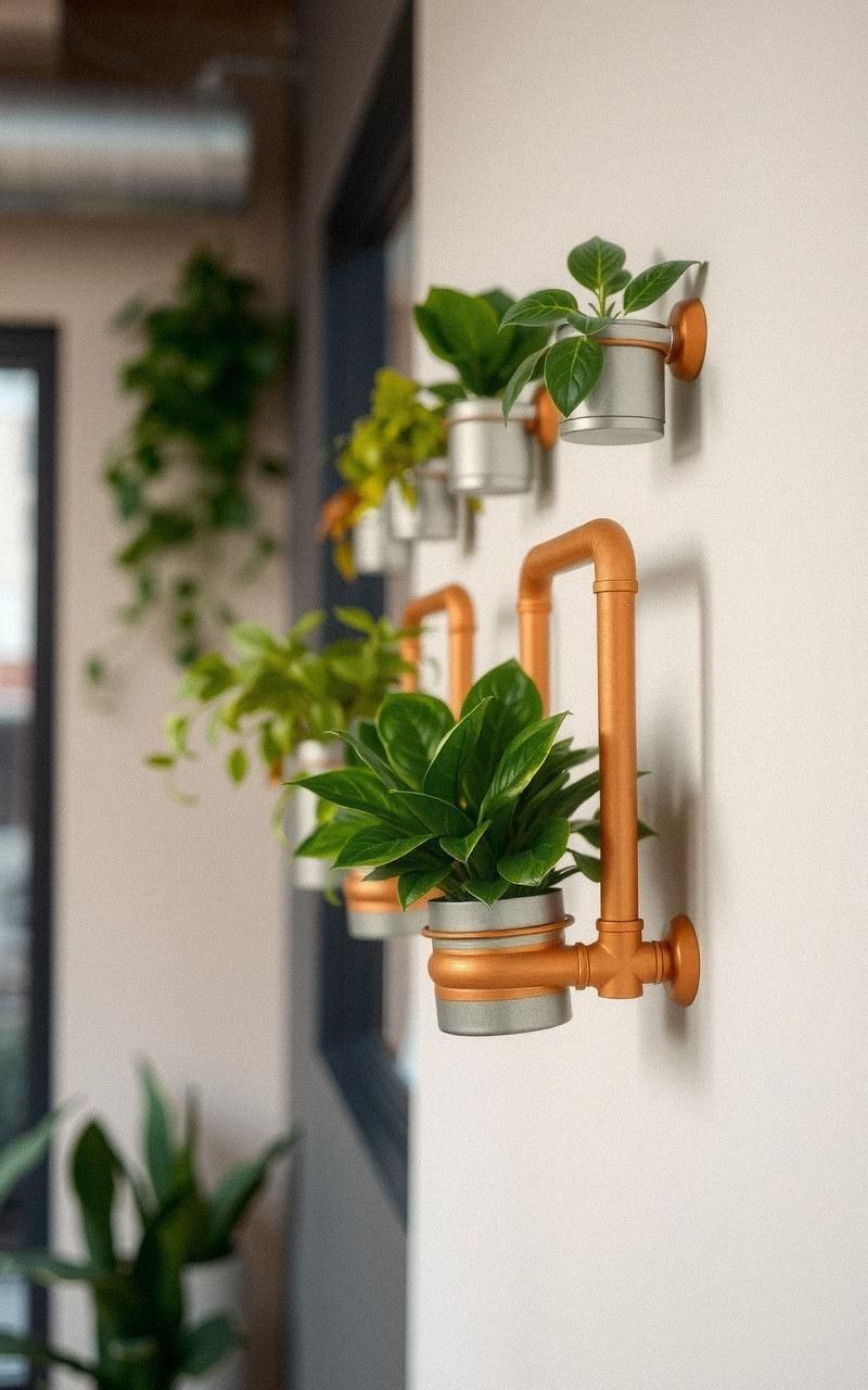Copper Pipe Plant Holders For Industrial Chic Style