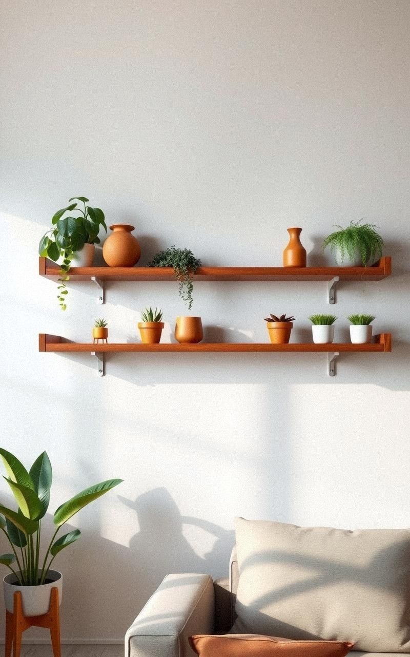 Floating Wooden Shelves For Modern Plant Displays