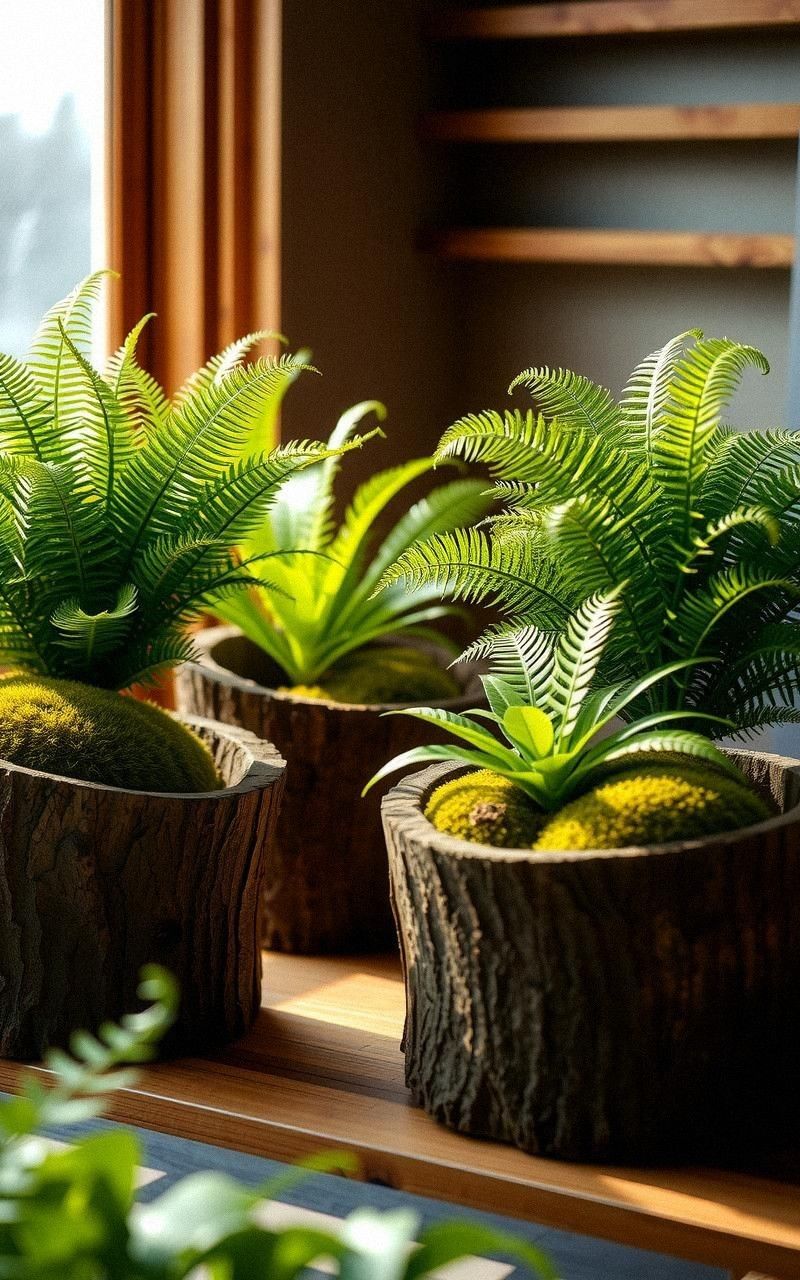 Hollowed Log Planters For Natural Rustic Charm