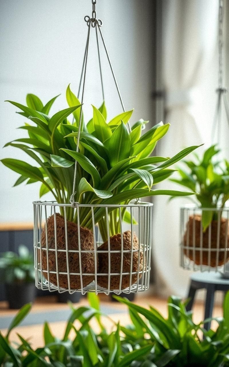 Metal Wire Basket Plant Holders For Industrial Charm