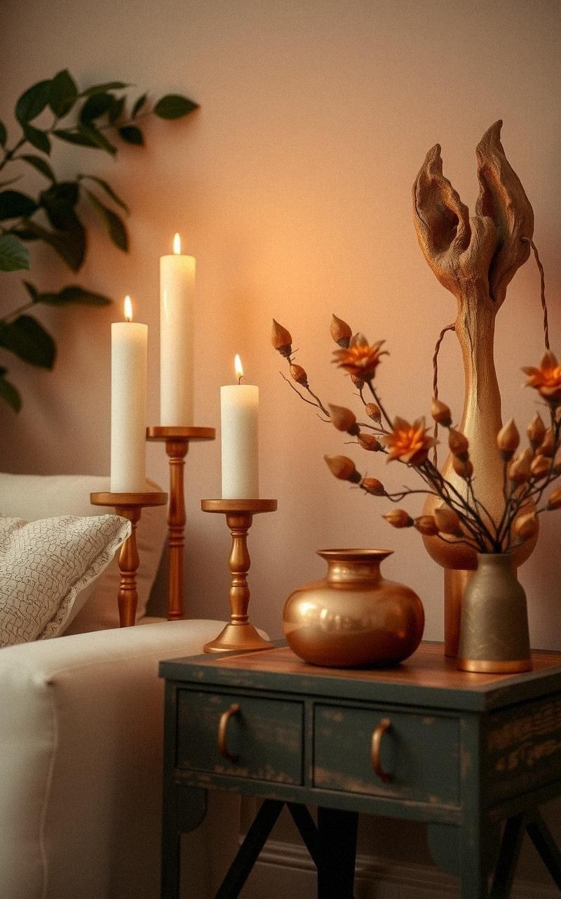 Add Copper or Bronze Accents for Warmth