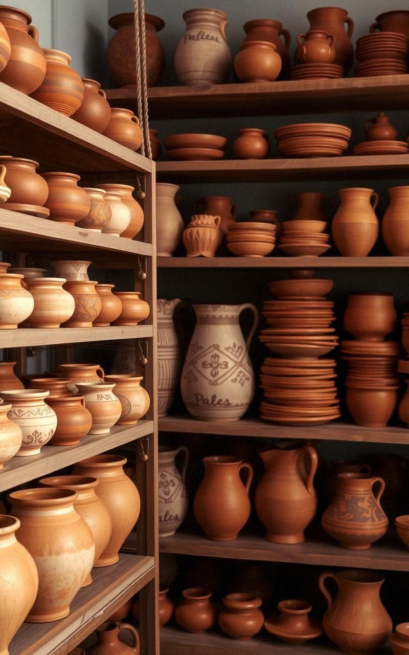 Add Handmade Clay Pottery for Rustic Appeal