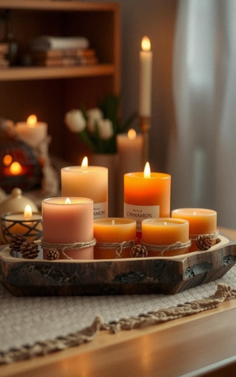 Display Warm-Toned Candles for Ambiance