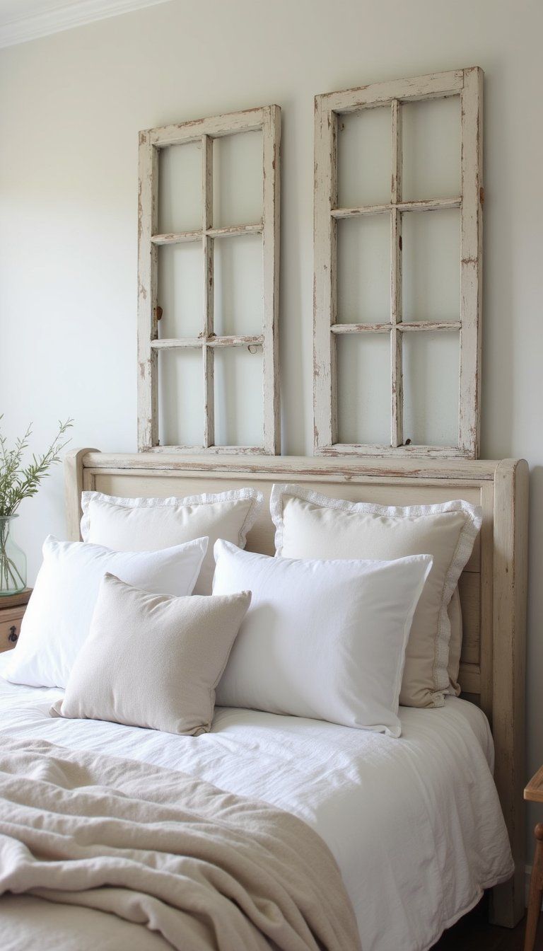 Repurposed Window Frame As Rustic Headboard