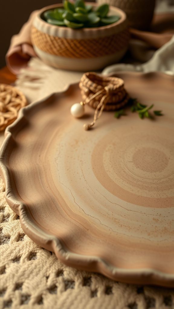 Boho fringe-inspired platter with uneven edges