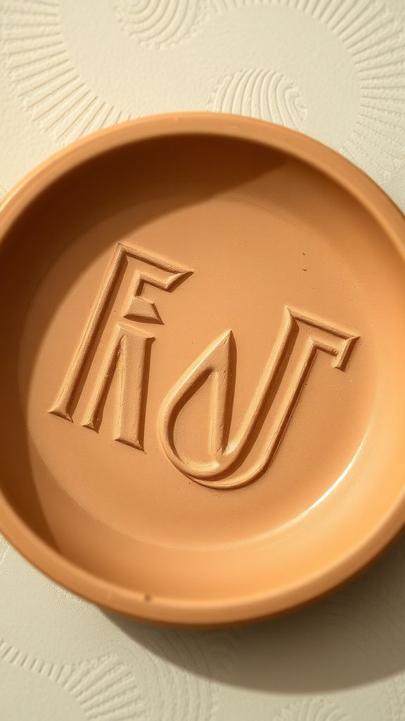 Bold imprinted type initial dish for rings