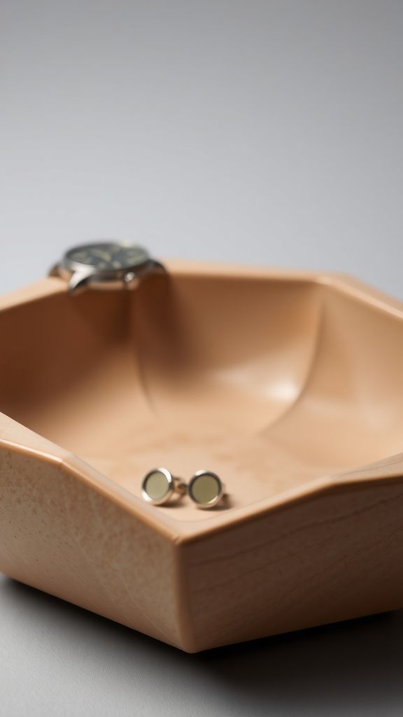 Hand-carved geometric catchall with satisfying lines