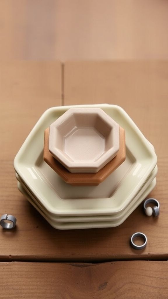 Mini hexagon stackable dishes for tiny treasures