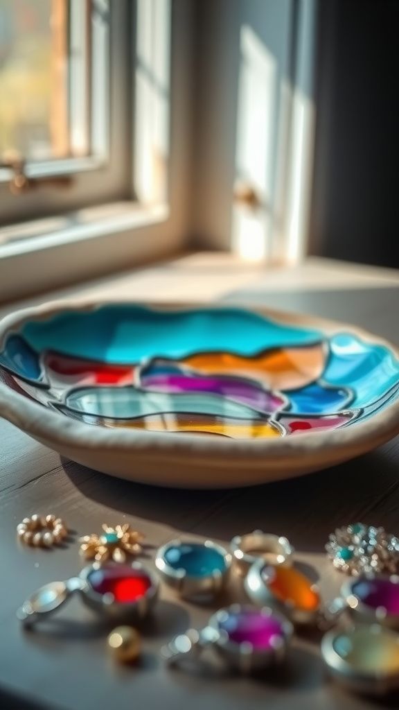 Stained glass inspired pieces with translucent glazes