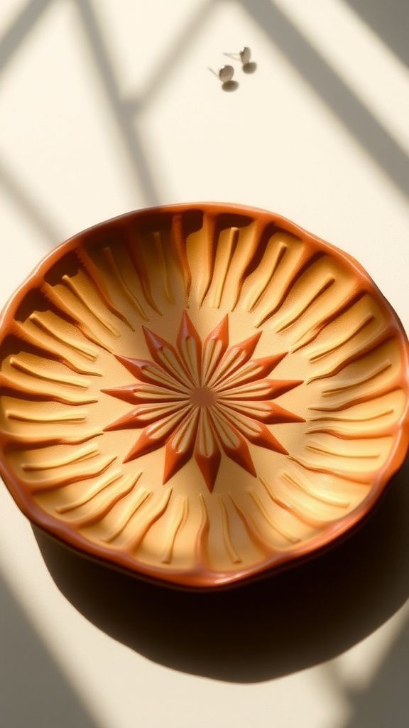 Sunburst tile dish catching morning light just right