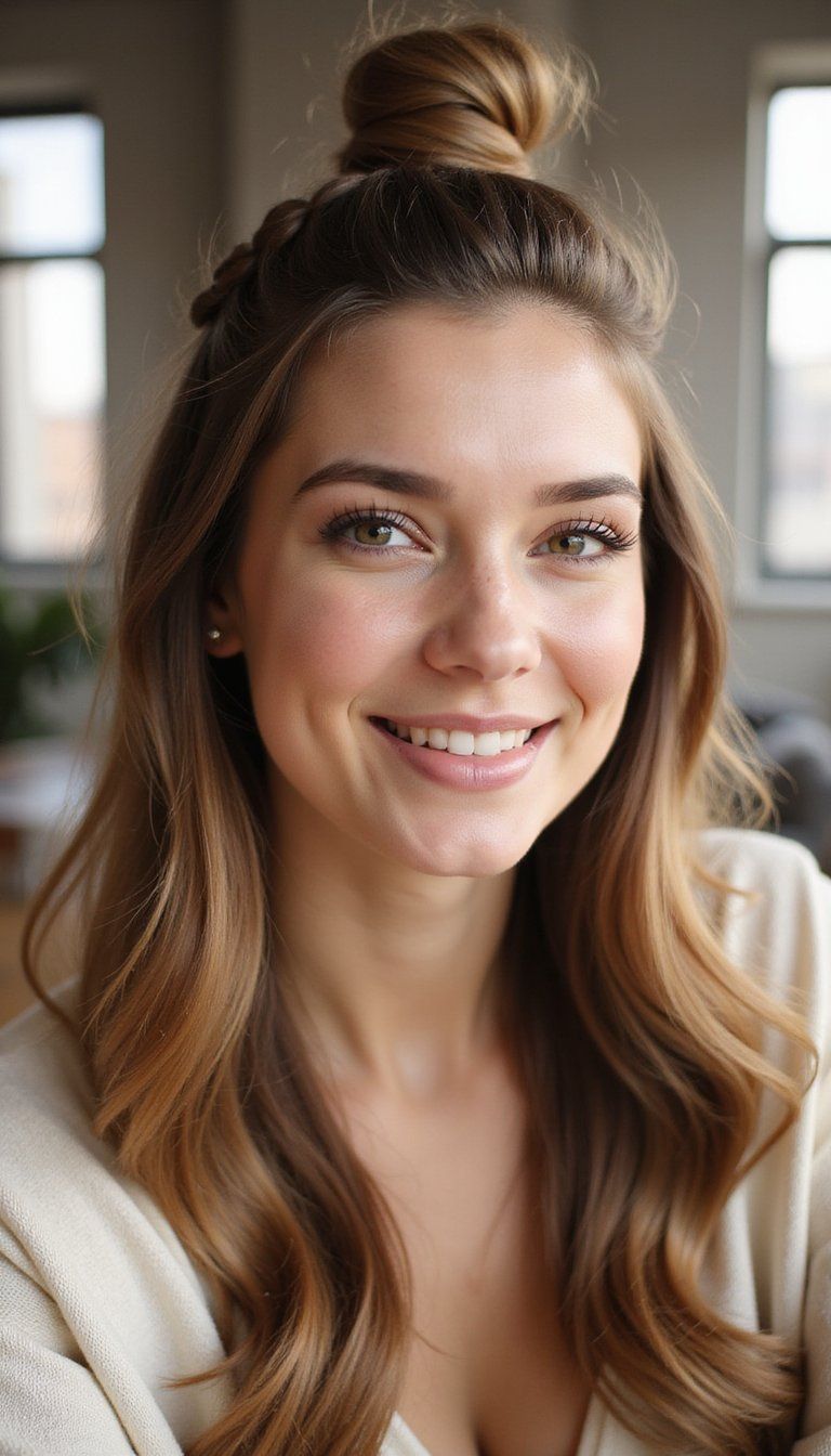 Braided Topknot With Chic Face-Framing Wisps