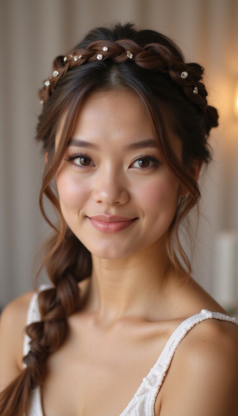 Romantic Crown Braid With Braided Accents