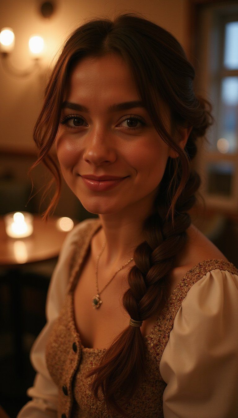 Side-Swept Milkmaid Braid For Date Night