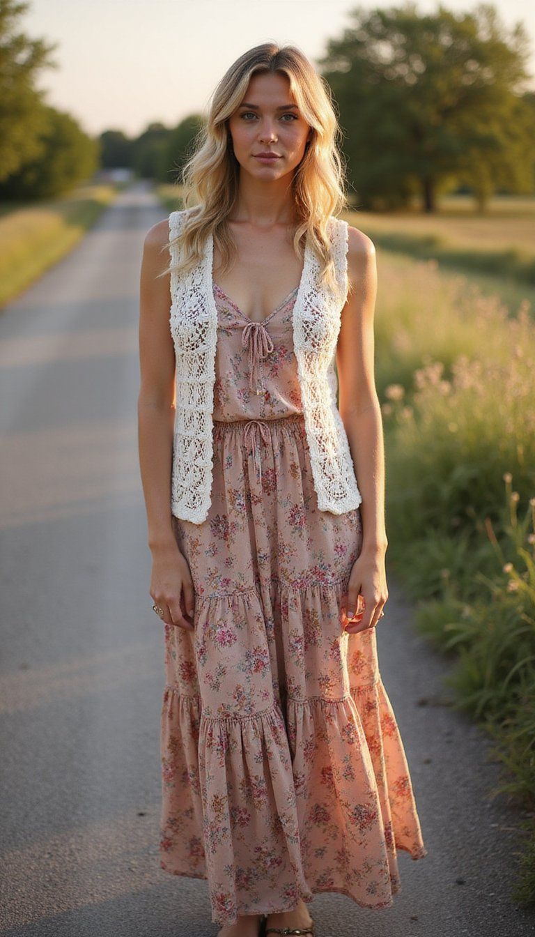 Crochet Vest and Floral Maxi